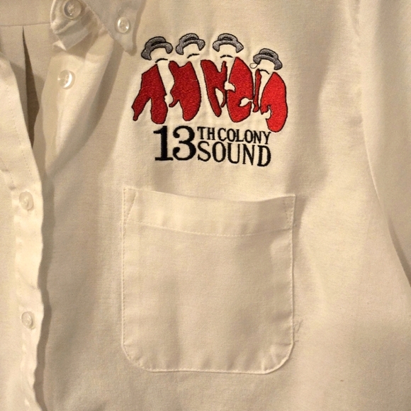 Edwards White & Red Casual Button Down Shirt Barber Shop Quartet Graphics size M - Picture 4 of 10